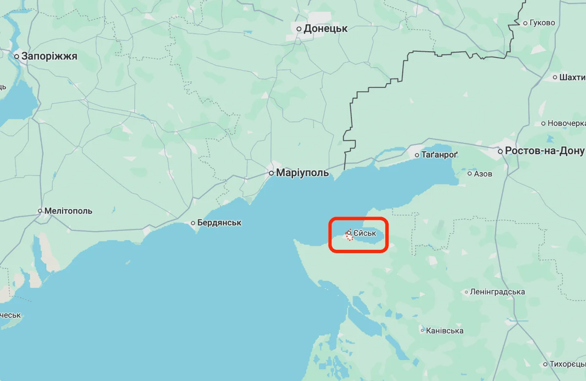 Єйськ на карті: точне розташування курорту Азовського моря